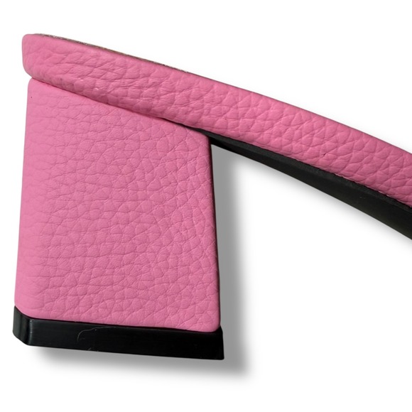 Pink Flower Sandals Slide Clear transparent Strap Block Heels Women's Sz 40/9 - Picture 7 of 11